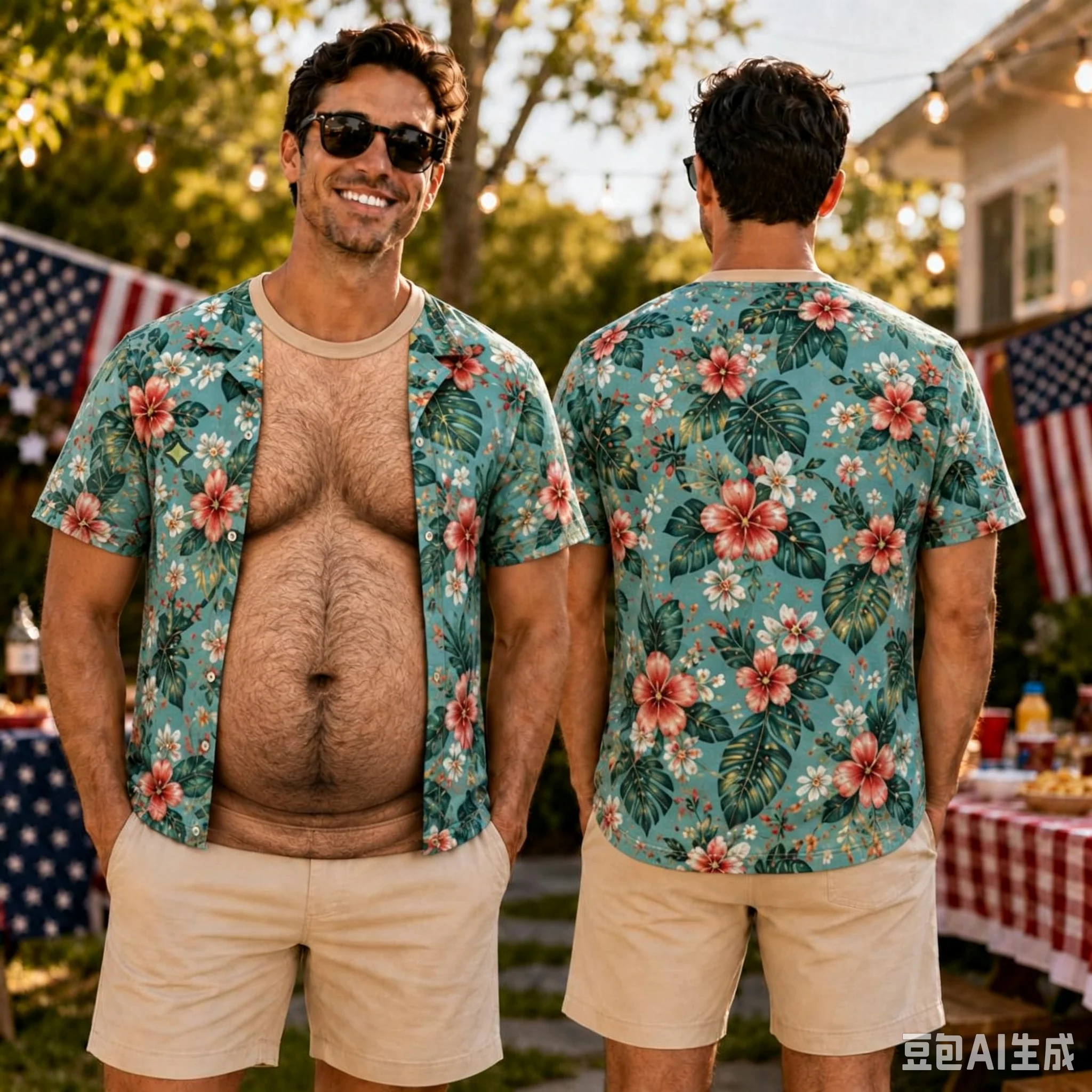 Unisex Tropical Hawaii Fake Open‑Shirt 3D Print T‑Shirt Men Women Jungle Floral Short‑Sleeve Tops Vacation Party Novelty Tees