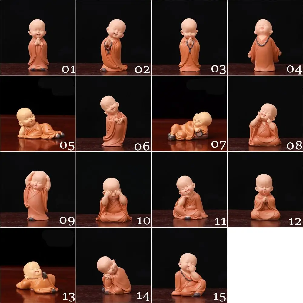 سيارة الديكور الدين بوذا الراتنج مكتب المنمنمات حالة الراهب الصغير الراهب الصغير تمثال بوذا الراهب تمثال الراهب حلية #6