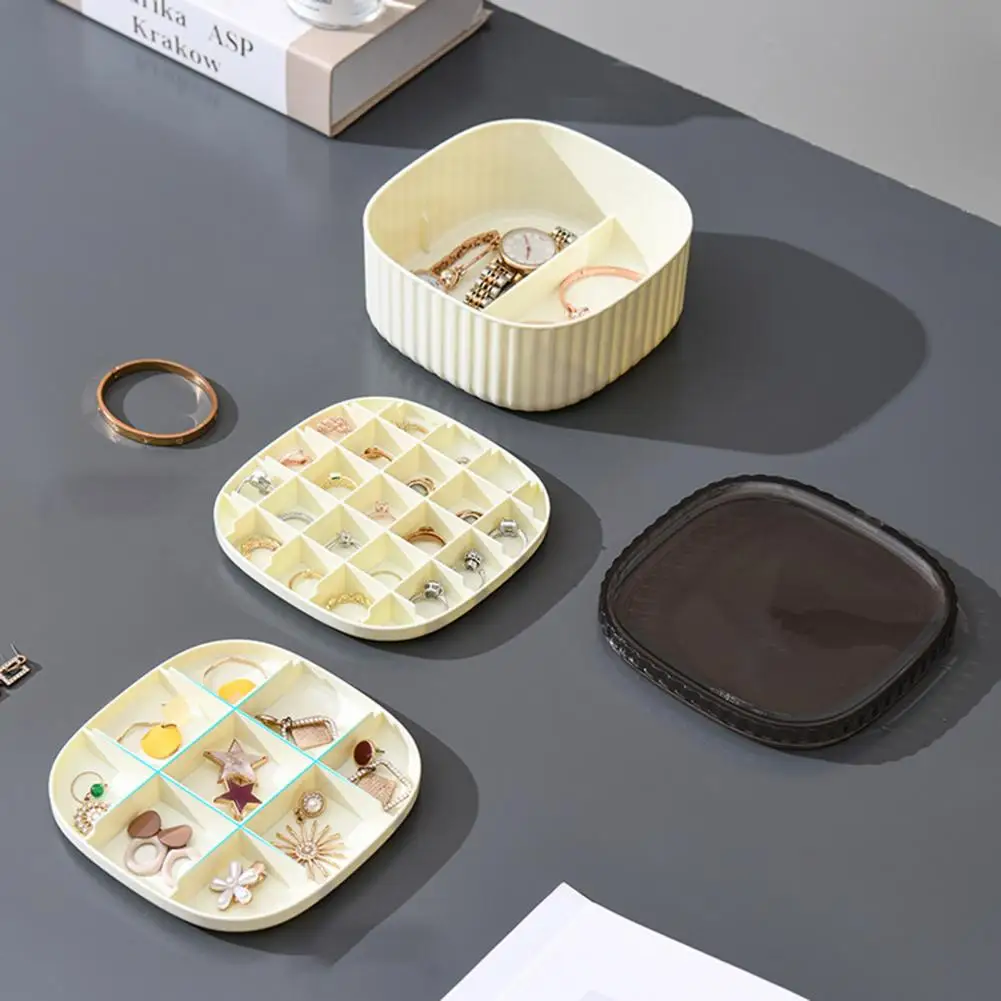 Transparent Jewelry Box Multi-layer Mini Jewelry Organizer Display Case with Transparent Lid Travel Zipper Box for Earrings
