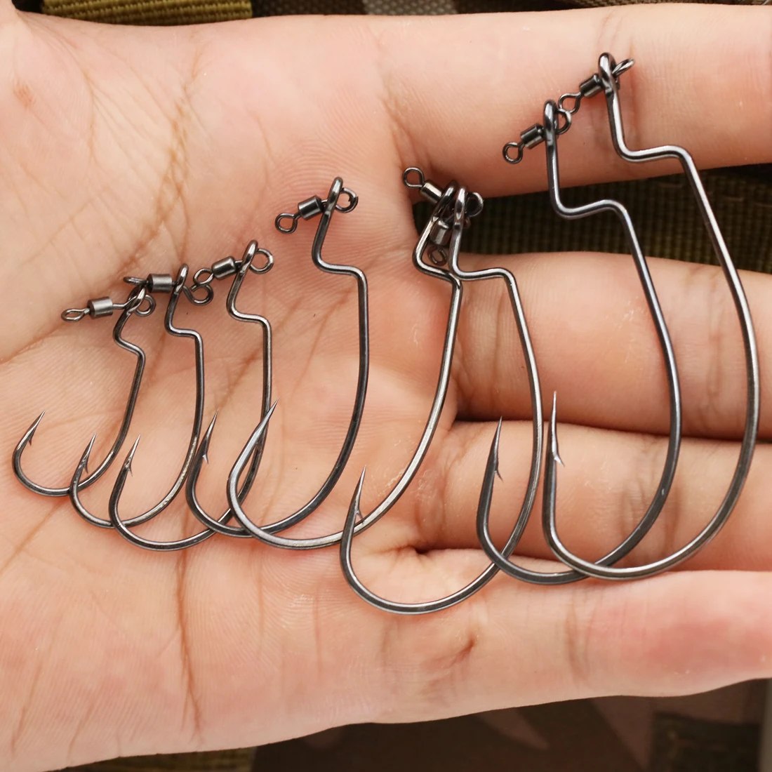 FishTrip 10Pcs Drop Shot Hook Swivel Wide Gap Worm Hook for Soft Lure Fishing, Saltwater & Freshwater image 6