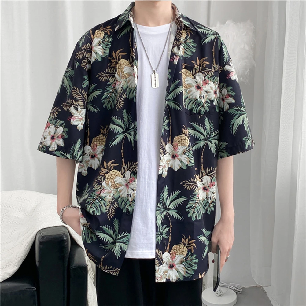Heren Overhemd Katoen Gemengd Retro Stijl Met Bloemenprint Met Korte Mouwen Hawaiiaans Strand Strand Paar T-Shirt Opruiming Groothandel
