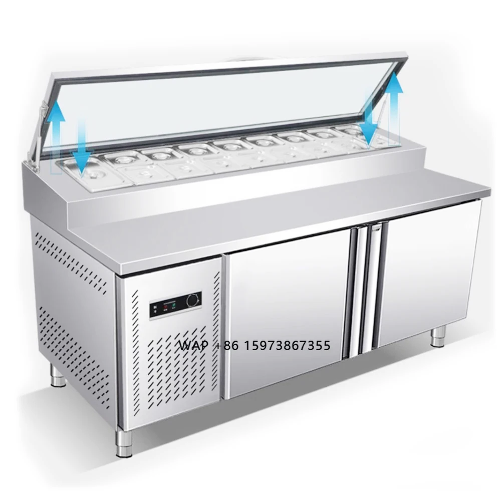 

Zhonghui Commercial Adjustable Single-Temperature Merchandiser Refrigerator ZH888 2 Doors Undercounter Air Cooling Compressor
