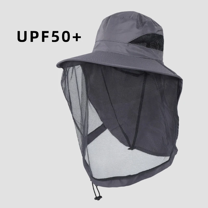 New Outdoor Fisherman Hat Wide Brim Bucket Hat Mosquito Hat With Mesh Repellent  Bee Protection Men Sunscreen Fishing Cap view 6