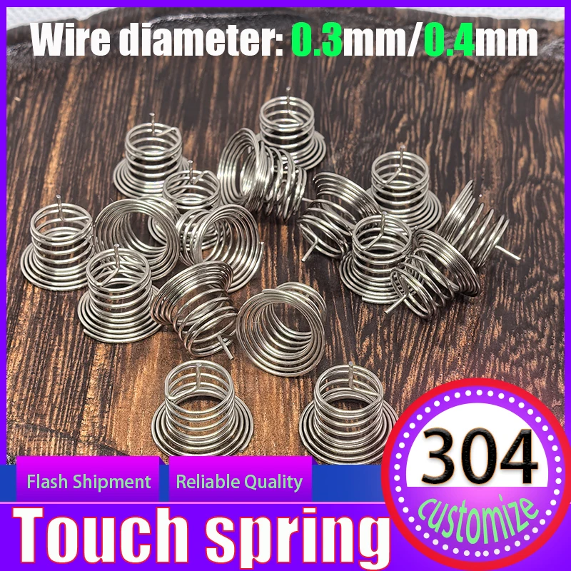 100piece WD 0.3mm 0.4mm Stainless Steel Horn Type Center Contact Button Key Touch Induction Spring for Switch Touch Spring