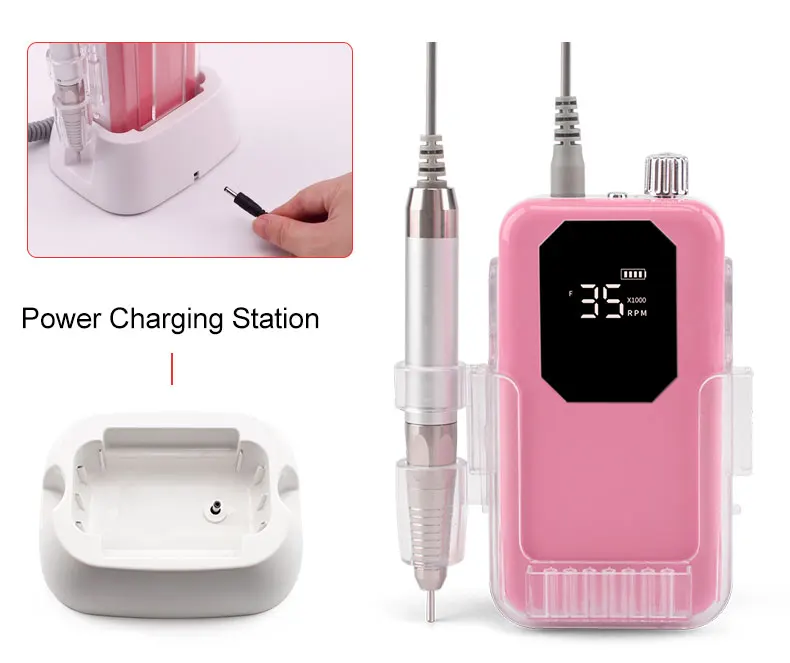 八角形ブラシレスネイルアートツールコードレス35000RPM充電式85W電動ネイルドリルマシン（サロン用）