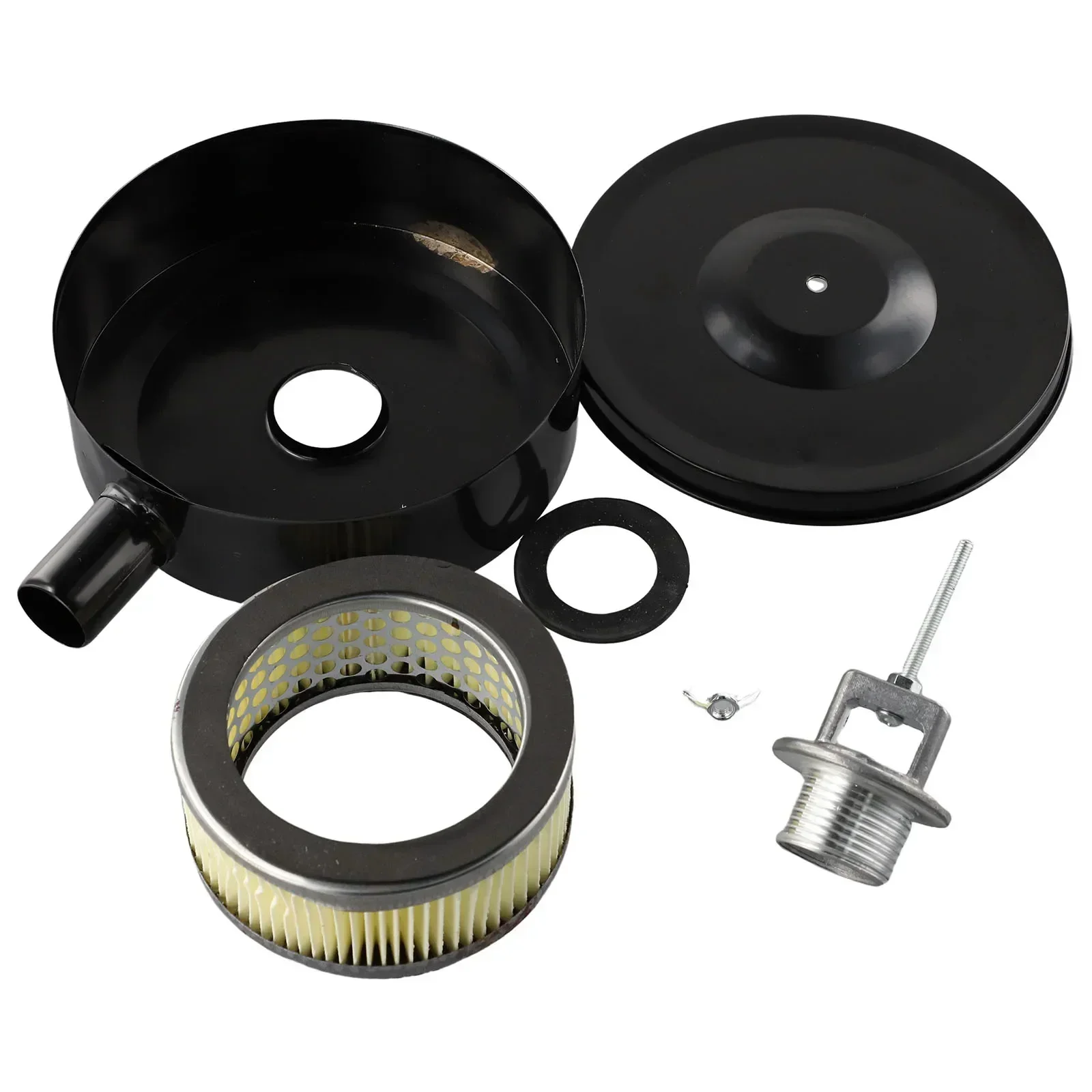 Silenciador de Filtro de Admissão de Compressor de ar Preto com Rosca Macho 32 mm Filtro Silenciador de Entrada de ar Concha de Metal 150 mm