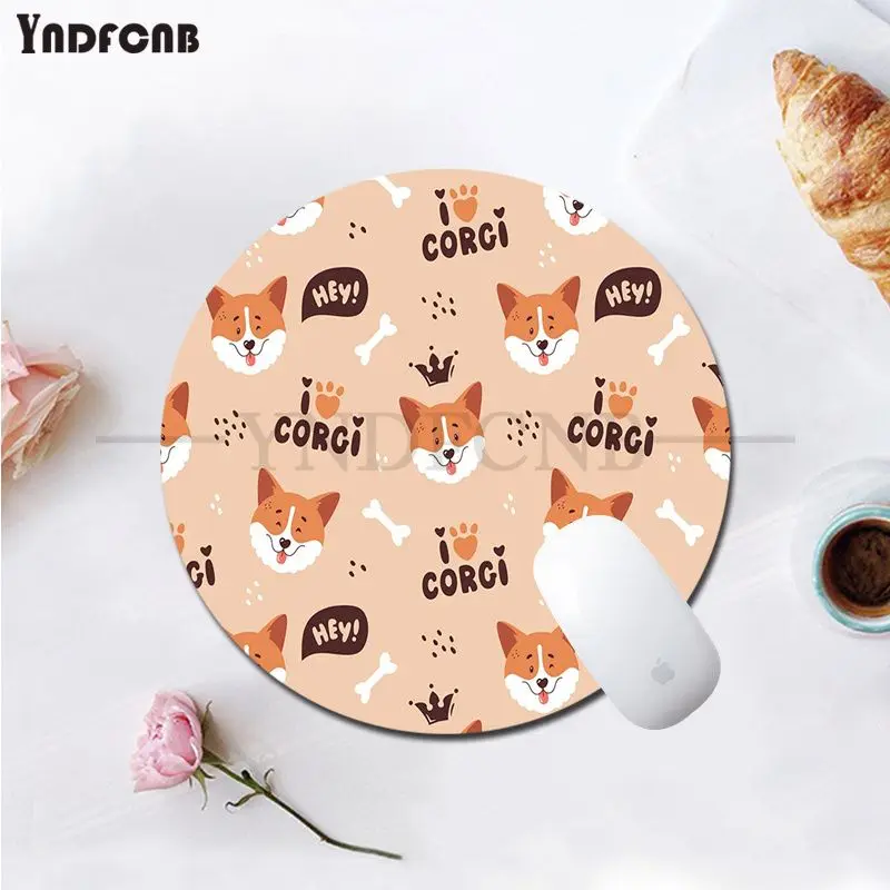 Corgi Lovely Animal 22x22cm Round Desktop Desk Mat Kawaii Gaming Accessories Students Writing Pad Mouse Pad Writing Desk Mats