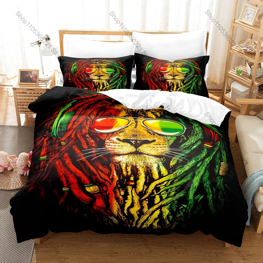 Soft Monochrome Generic Wild Lion Minimal Line Art 3Pcs Bedding Set Duvet Cover & Pillowcases Neutral Animal Home Textile
