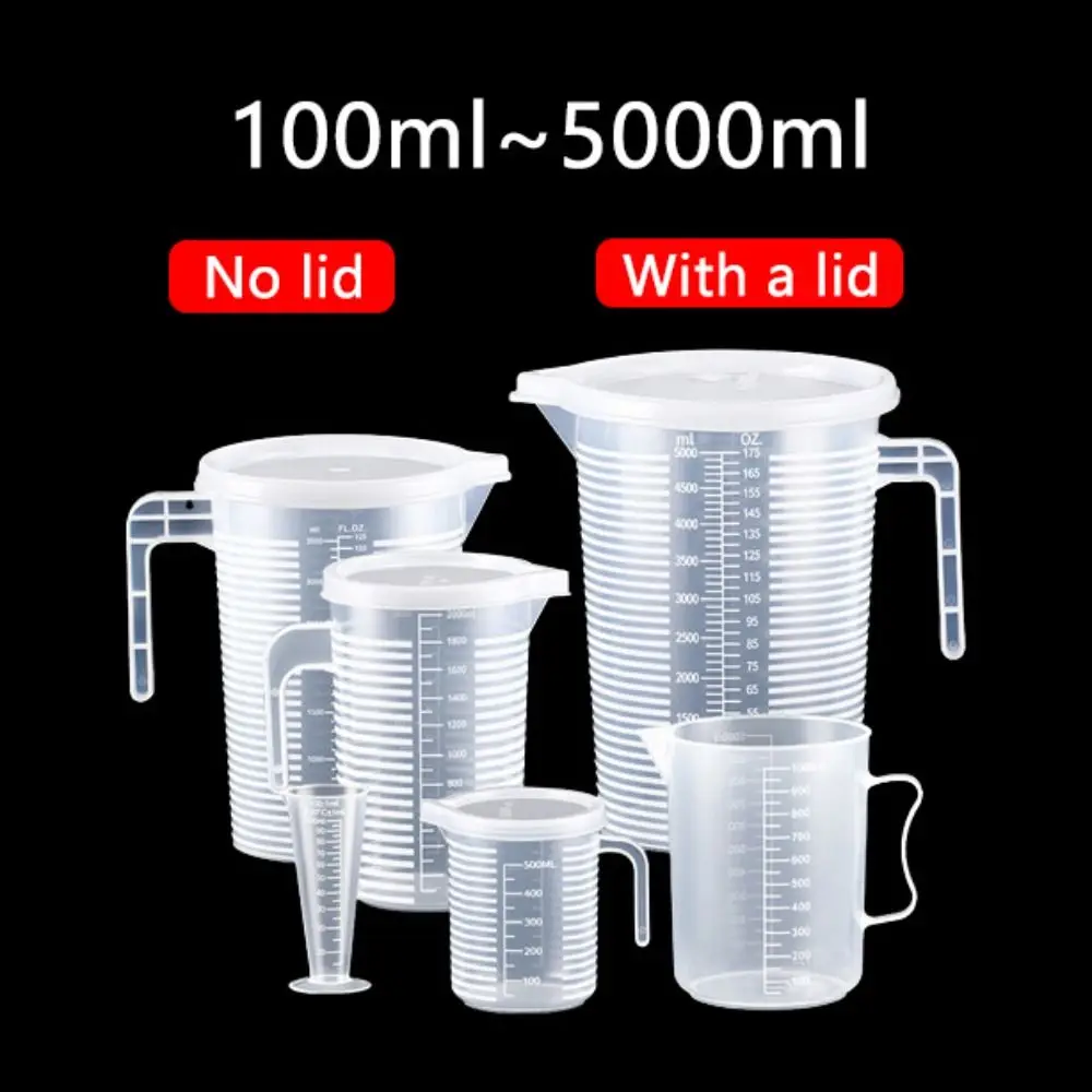 Clear Graduated Measuring Cup Large Capacity Scale Laboratory Beaker with Lid Plastic Transparent Mixing Cup Kitchen Baking