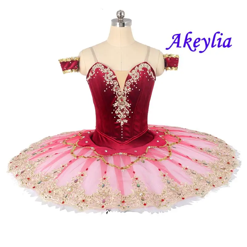 

Ruby Ballet Competition Costume Girls Professional Pancake Tutu mulberry Paquita Classical tutu Dress Adult ballerina Red Velvet