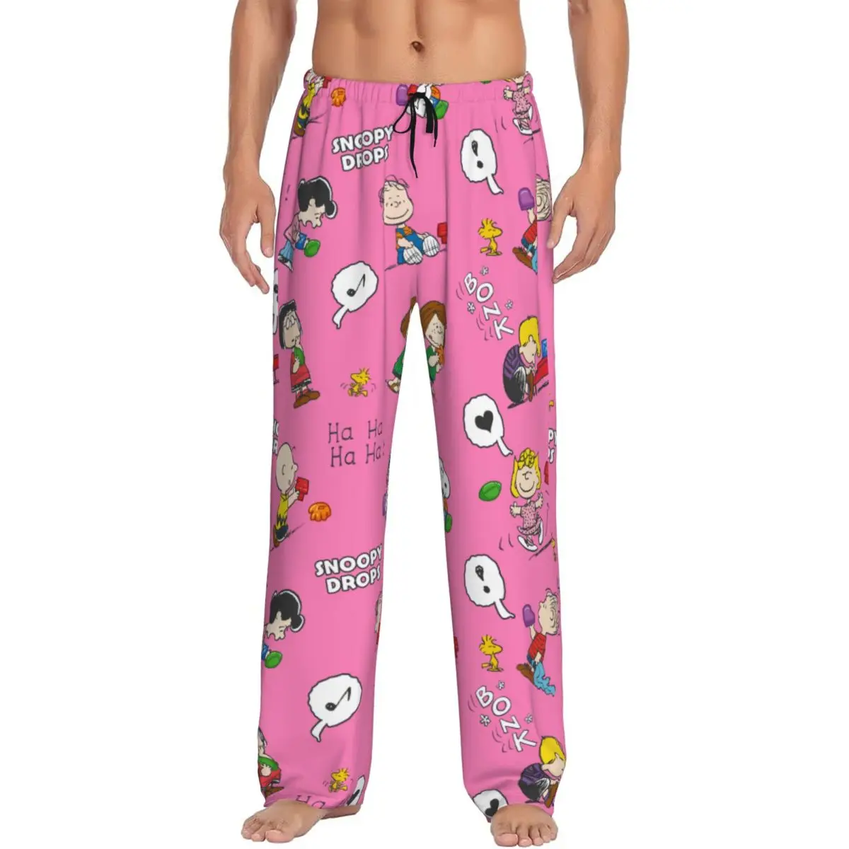 

Custom Manga Snoopy Woodstock Cartoon Dog Pajama Pants for Men Lounge Sleep Stretch Sleepwear Bottoms with Pockets