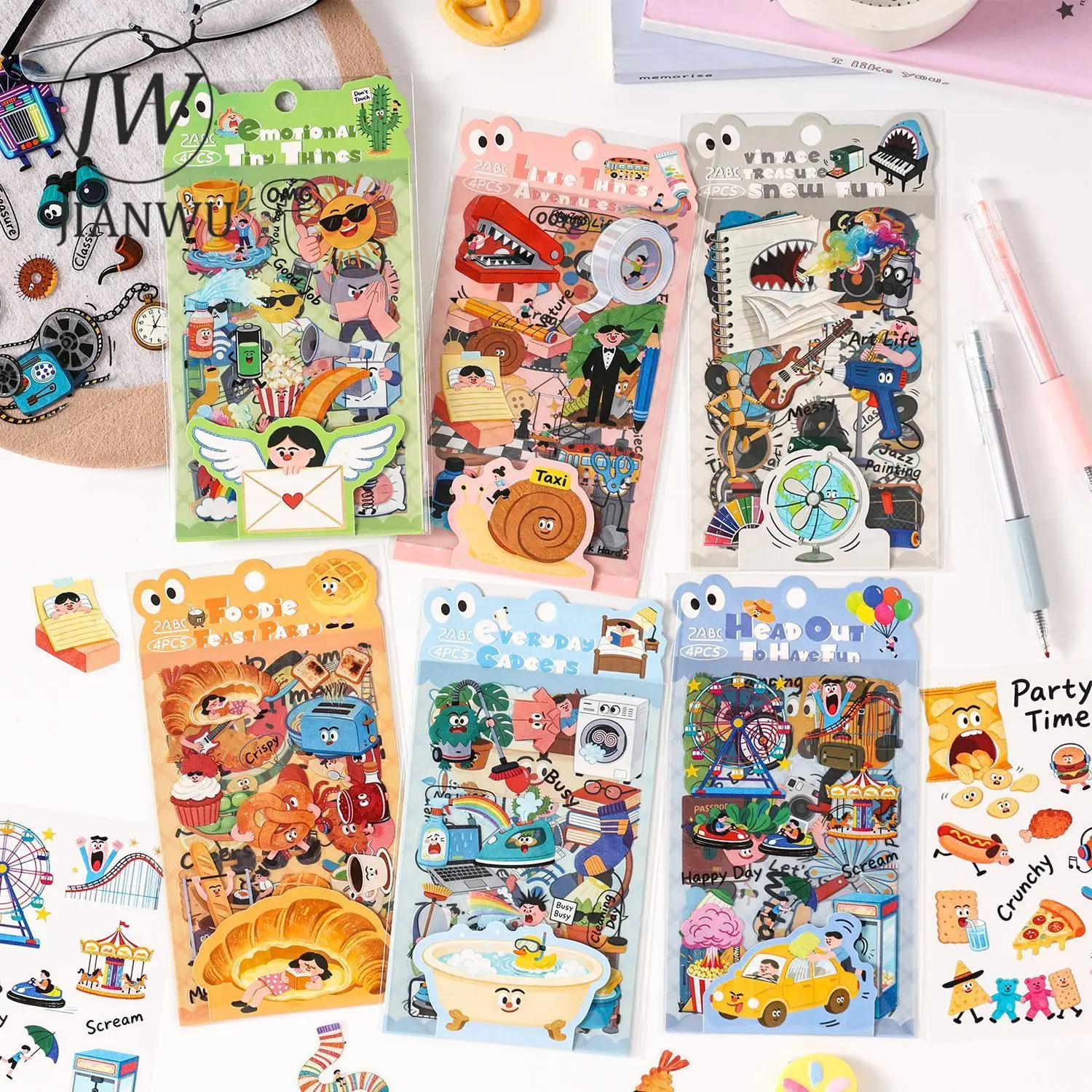 JIANWU Diary Funny Series Vintage Items Landscape Material Collage Scrapbooking PET Sticker Creative DIY Journal Stationery