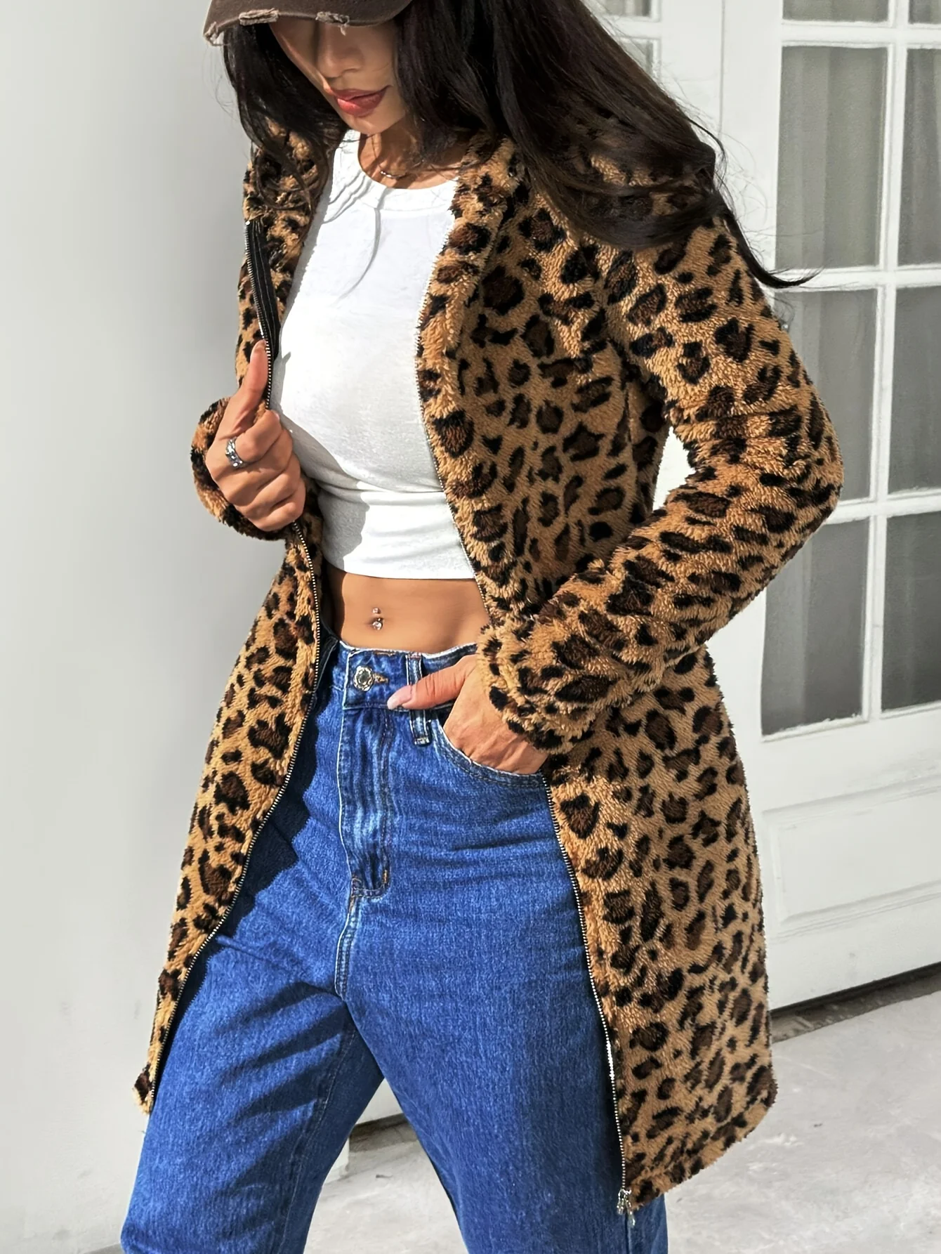 Leopard print coat for women 24328