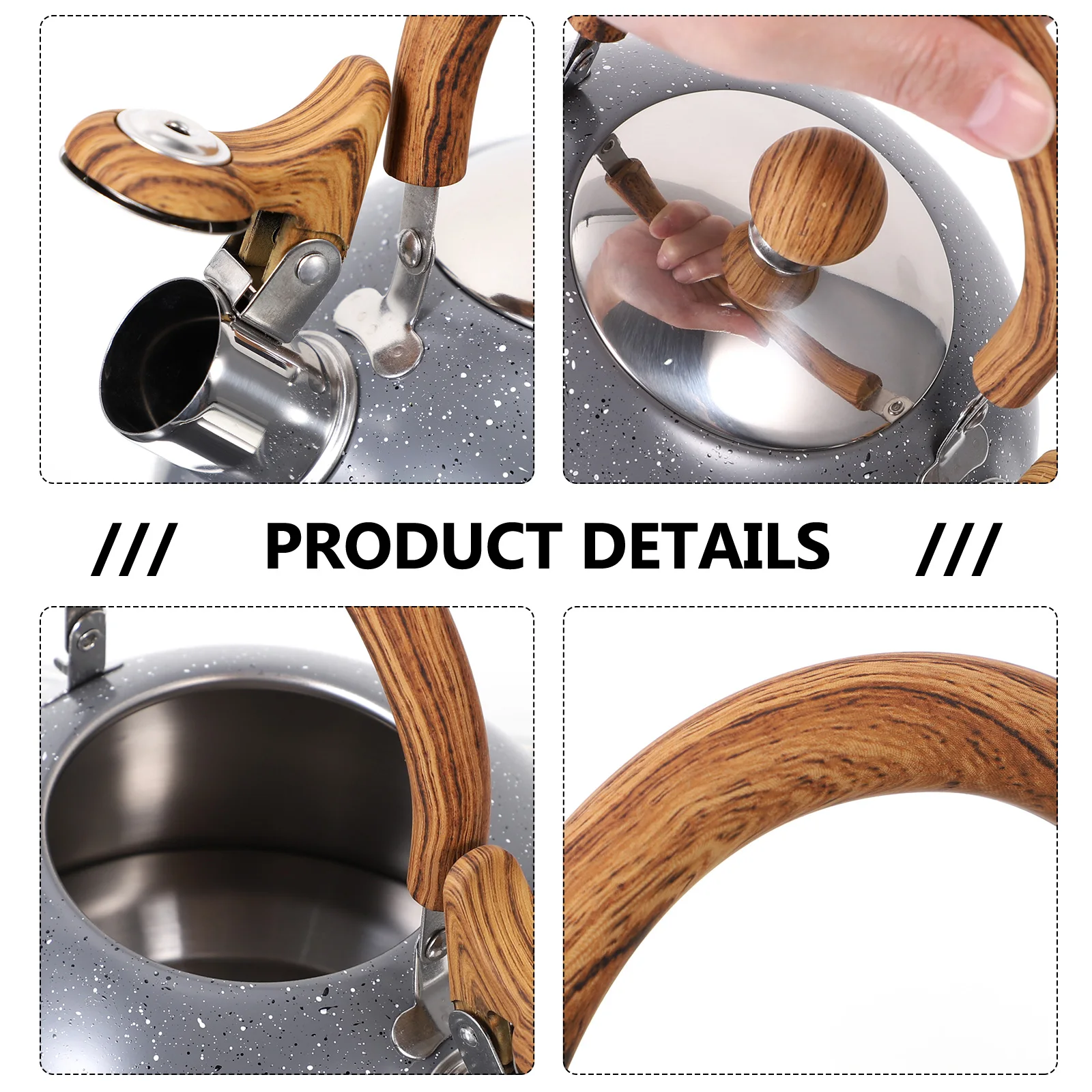 

1pc Marble Pattern Stainless Steel Whistling Kettle Home Stove Tea Kettle Heat Resistant Anti Scalding Food Grade Material Large