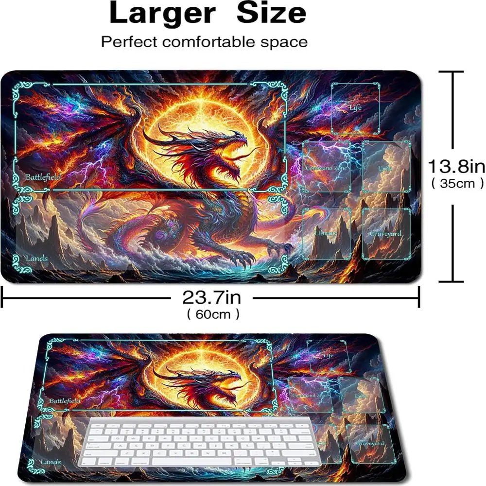 تحلق التنين تصميم Playmat 600x350 مللي متر بطاقة الألعاب التجارية الوسادة مع عدم وجود منطقة سحرية منصات المضادة للانزلاق ل Rune Battlefield MTG TCG LOL #4
