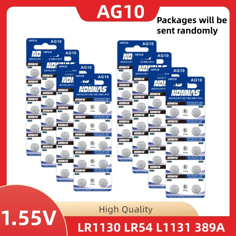10-200Pcs-AG10-1.55V-Button-Batteries-LR1130-LR54-L1131-389A-High-Quality-Alkaline-Coins-Cell-Battery-for-Watch-Toy-Calculators