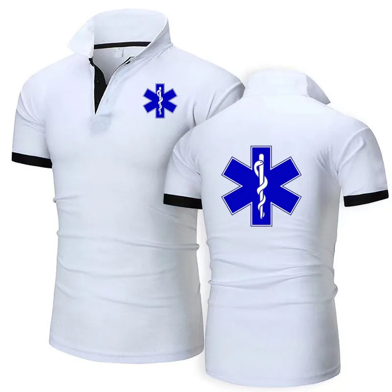 EMT Paramedic Emergency Medical Services polo shirt Men Casual T-shirt High Quality matching color cotton Mans Lapel shirt top