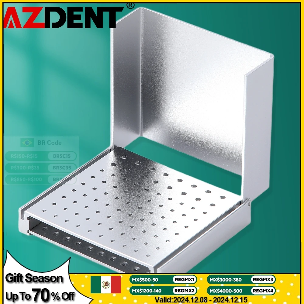 Azdent Dental 86 Holes Endo Box Cleaning Stand 135℃ Autoclavable Sterilizable Burs Holder For High/Low Speed Dental Burs