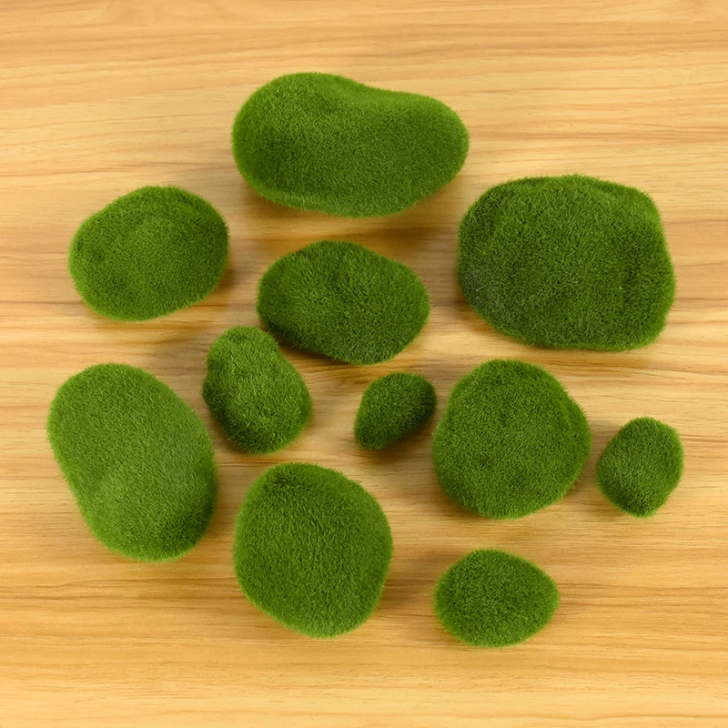 10pcs Green Crafting Fake Stone Simulation Plant DIY Garden Decoration Creative Crafts Artificial Moss Rocks