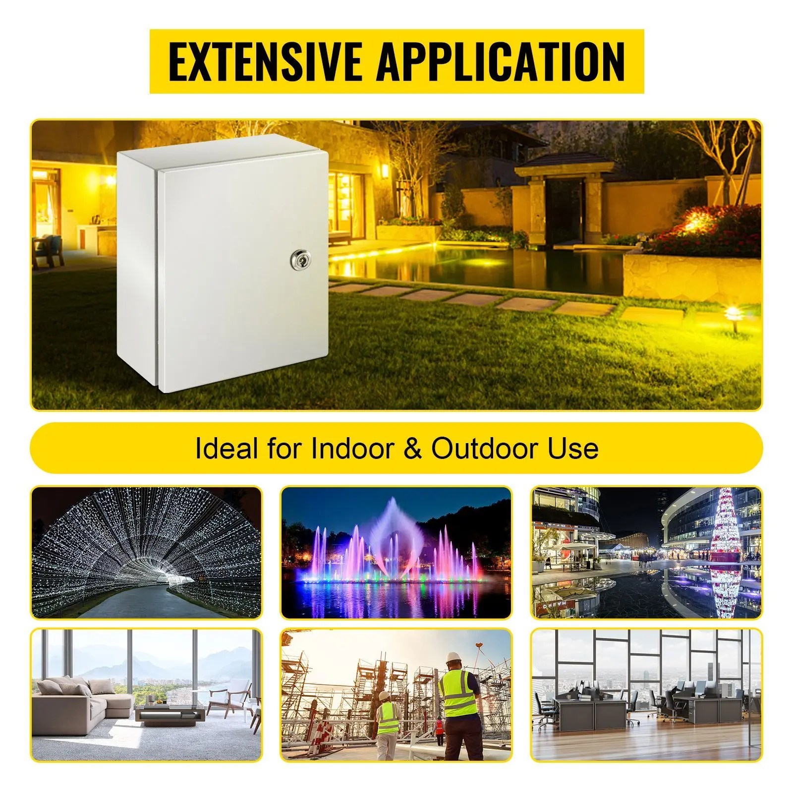NEMA Steel Enclosure, 12 x 10 x 6\'\' 4X Electrical Box, IP66 Waterproof & Dustproof, Outdoor/Indoor Junction, with Mounting