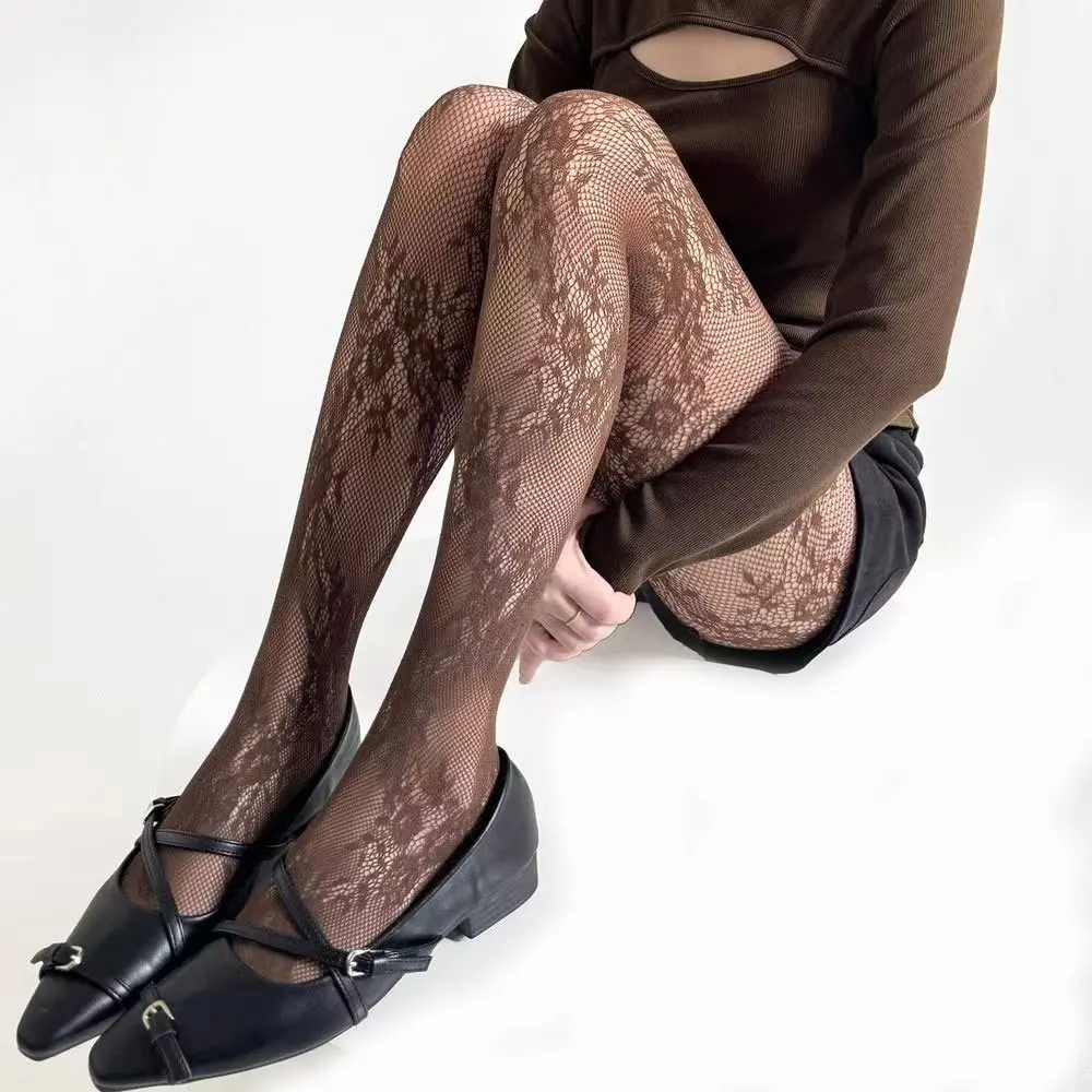 Sexy Damen-Netzstrümpfe mit Spitze und Blumenmuster, Overknee-Strümpfe, Dessous, Netzstrumpfhose