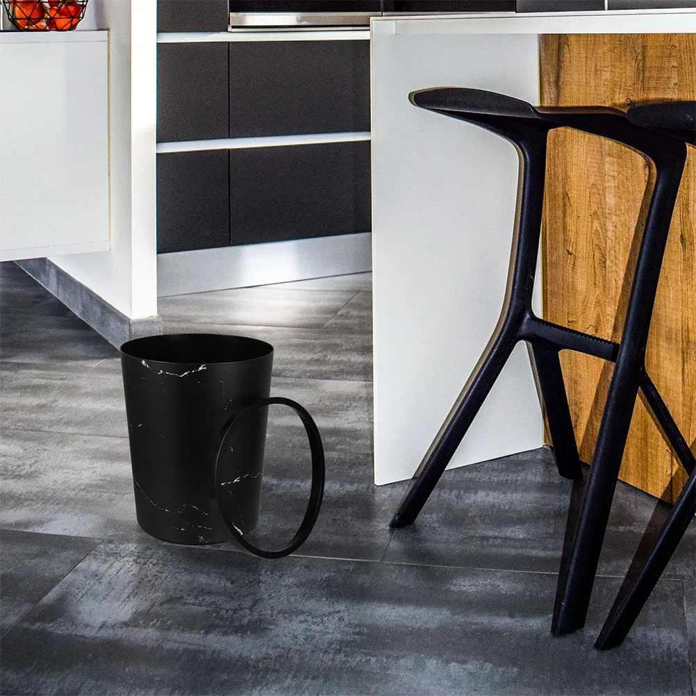 

Large Capacity Marble Pattern Wastebasket Press Ring Design Waterproof Plastic Trash Bin for Home Office Bathroom Kitchen
