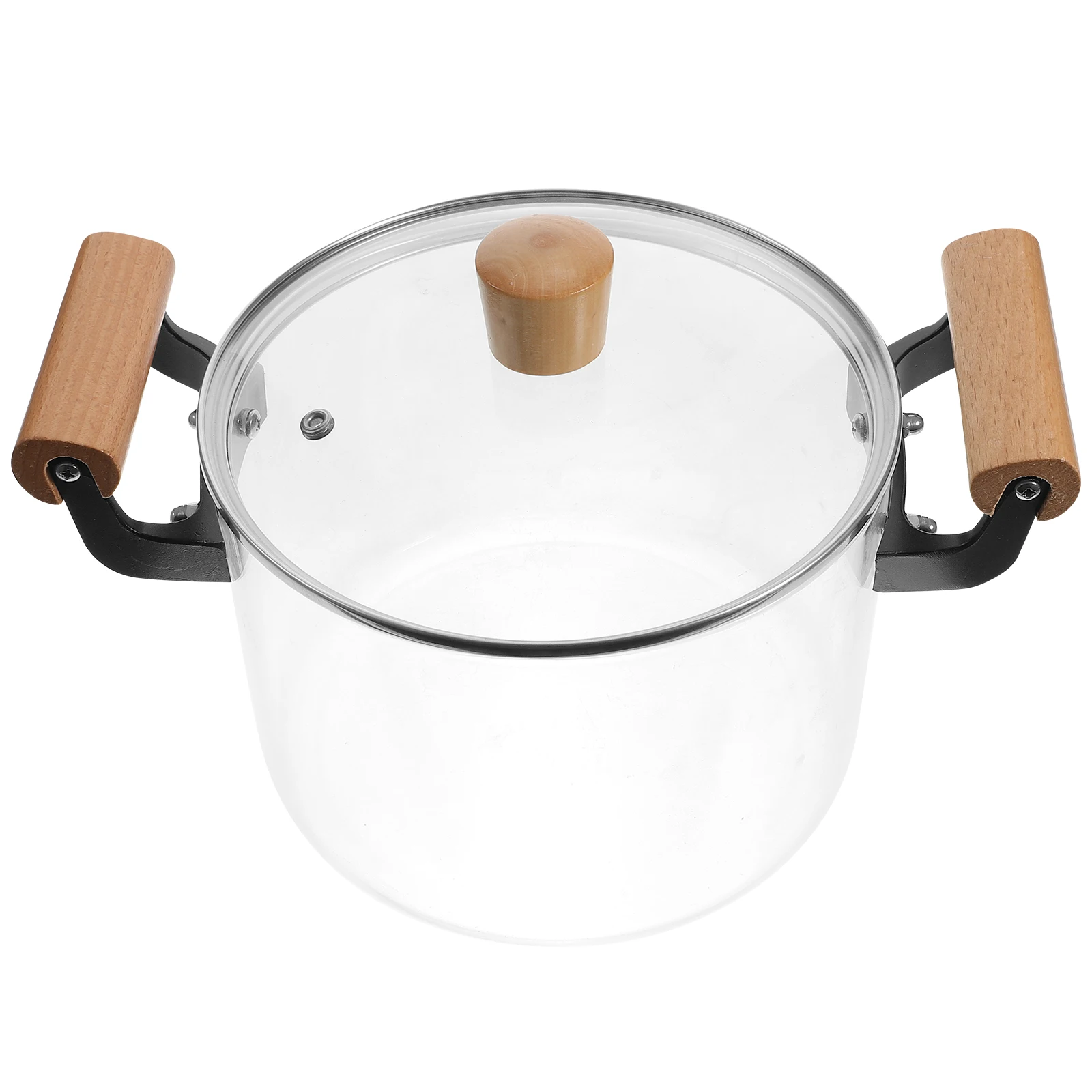 

1pc Soup With Lid Double Handles Clear Cooking Pot For Stove Home Use Heat Resistant Easy Clean Multi-Purpose Glass Pots For