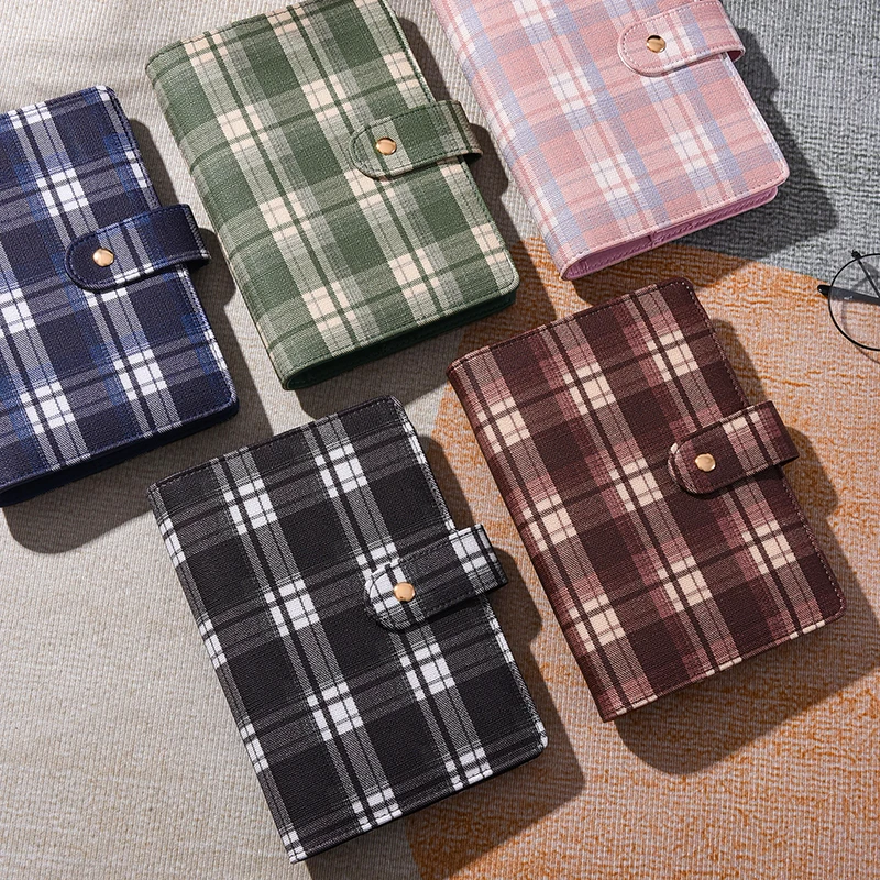 A6 Retro Plaid DIY Binder Notebook Cover Diary Agenda Planner Paper Cover School Stationery
