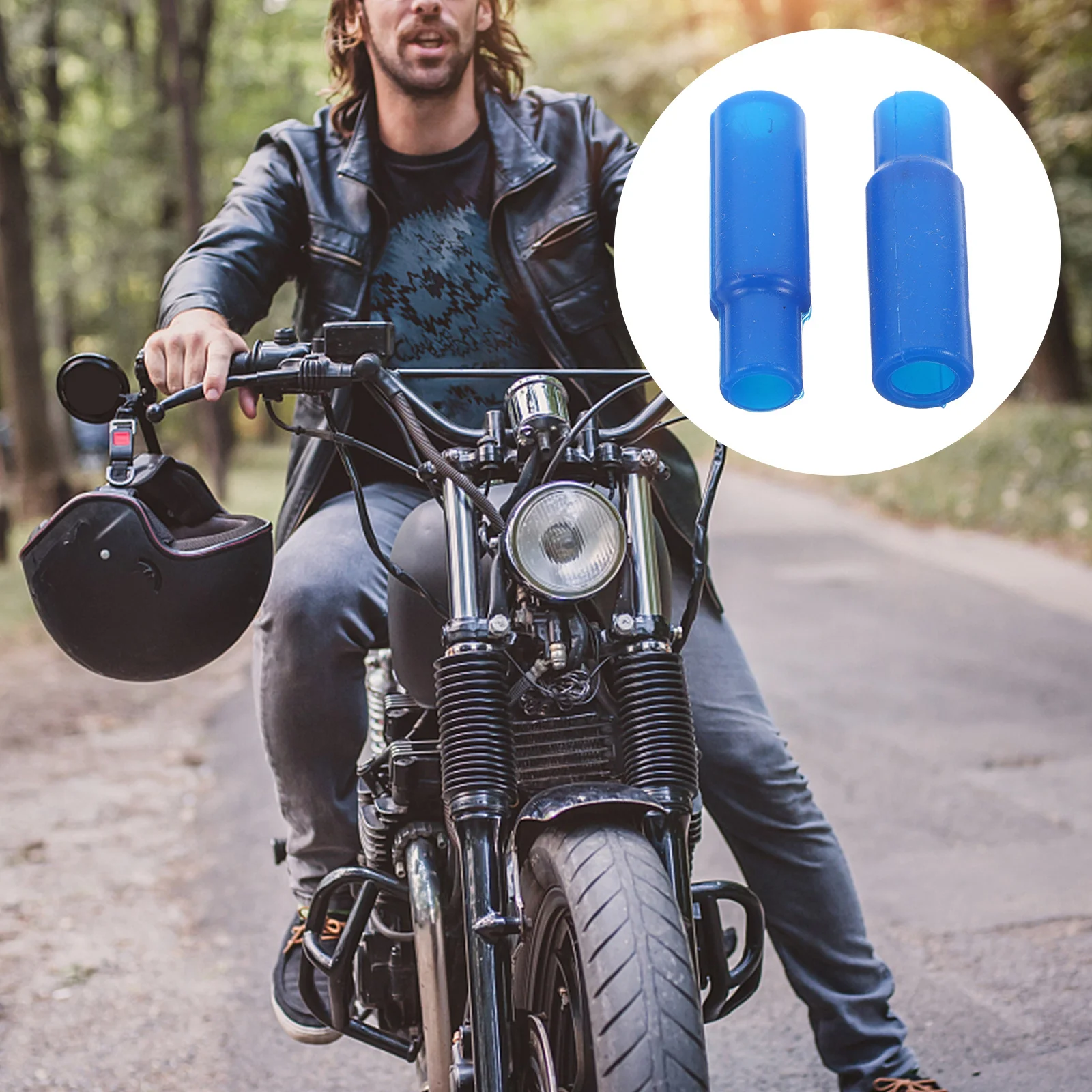

2pcs Motorcycle Brake Hydraulic Line Cap Silicone Oil Pipe End Cover Heat Resistant Waterproof Blue For Motorbike Scooter