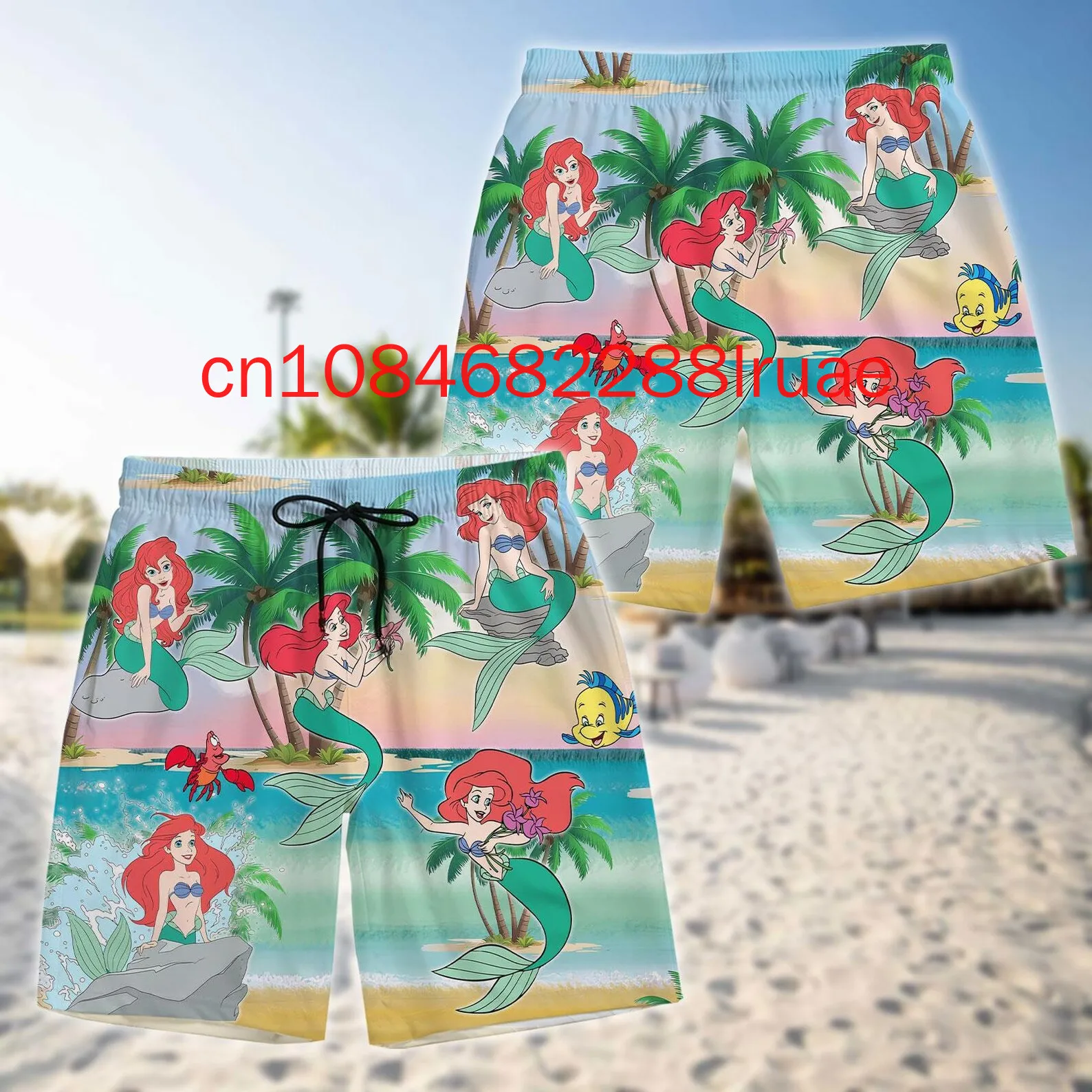

Новые летние мужские шорты принцессы Диснея, пляжные шорты с 3D принтом, мужские повседневные дышащие шорты