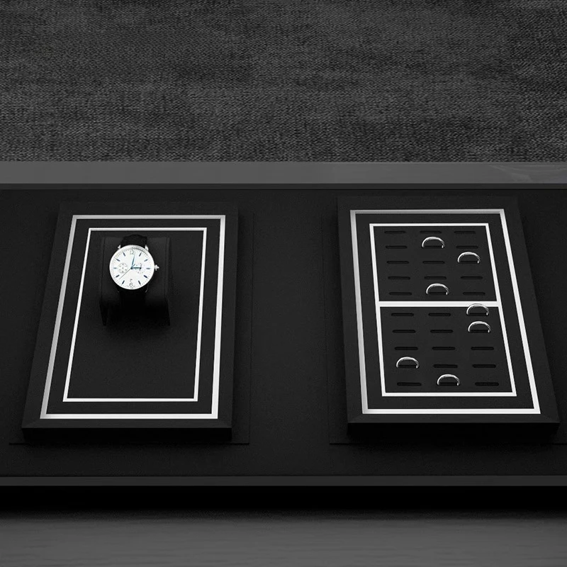 Light luxury jewelry tray, metal watch stand, microfiber watch ring, counter jewelry display props