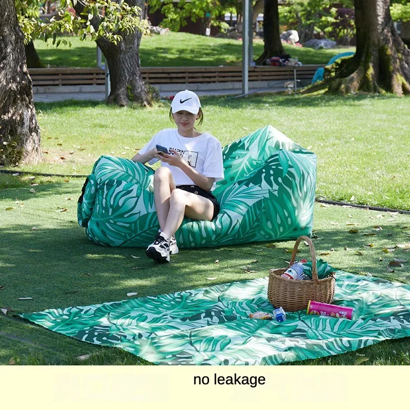 Lazy inflatable sofa Portable folded Fabric air storage sofa cushion outdoor picnic inflatable sofa mat inflatable garden bed