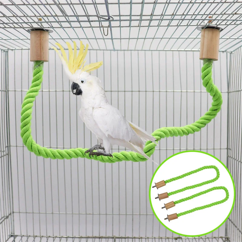 Parrot Training Toy Cage Cotton Rope Toy Paw Grinding Bendable Pet Bird Standing Stick Exercise Perches Toy for Budgies Parakeet