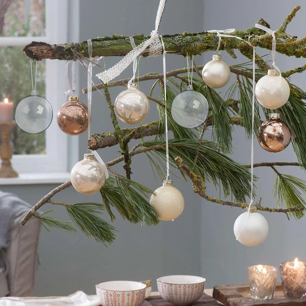 

10 Pcs Transparent Christmas Ball Ornament DIY Baubles Fillable Decorative Balls Small Plastic for Craft Clear Ornaments