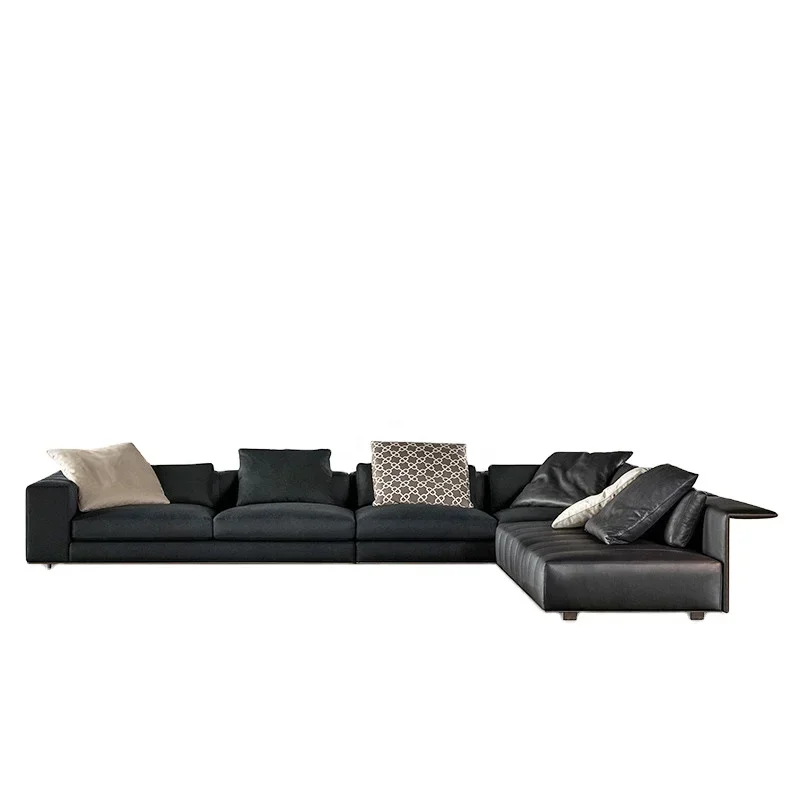 

Modern L Shaped Sofa Set Furniture Living Room Nordic Design Sectional Metal Leg With Fabric Leather Lounge Couch