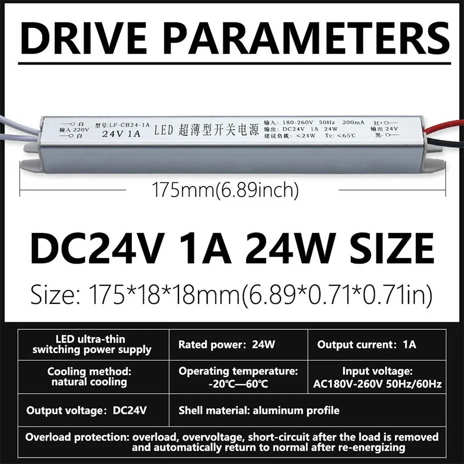 DC12V/24V Ultradünnes Schaltnetzteil 12W 24W 36W 60W 72W AC220V Beleuchtungstransformator 1A 1,5A 2A 2,5A 3A 5A 6A LED-Treiber – Detail 6