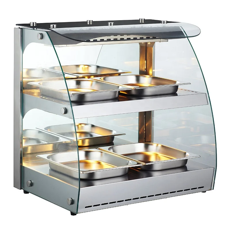 Countertop Round Curved Glass Hot Food Heating Warming Showcase