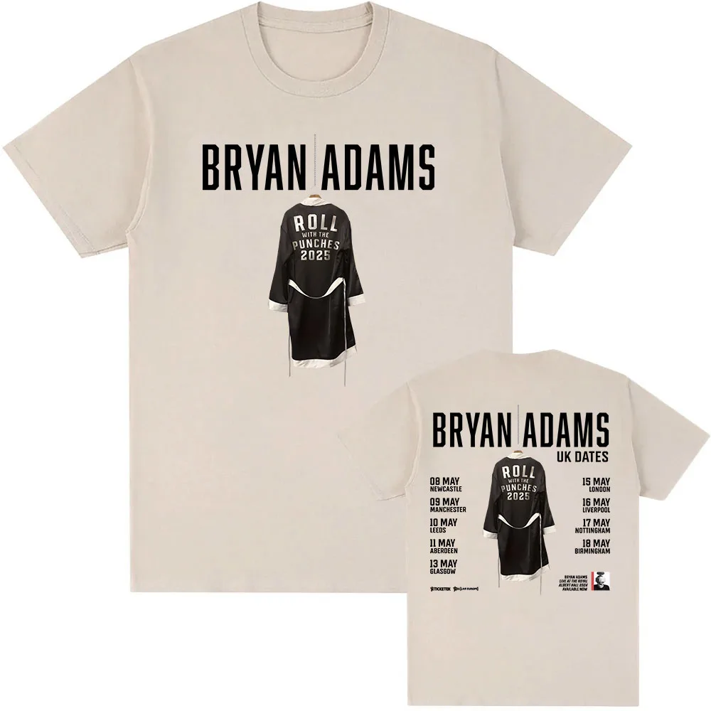 BRYAN ADAMS ROLL WITH THE PUNCHES TOUR 2025 T-shirt Short Sleeve Cotton O-neck Tshirt Men Clothes Summer Unisex Streetwear Male