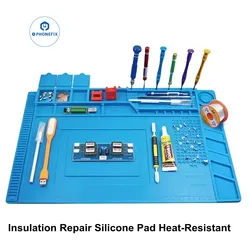 S-160 ESD Silicone Soldering Mat Magnetic Heat Insulation Working Platform Pad PC Phone Maintenance Parts Convenient Placement