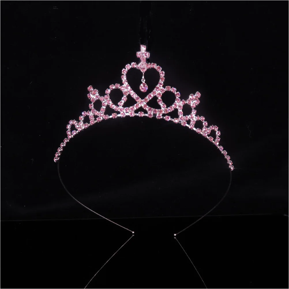 

2Pcs Rhinestone Crown Headb Kids Hair Accessories Princess Tiaras Shining Hoops Comfortable Party Cosplay