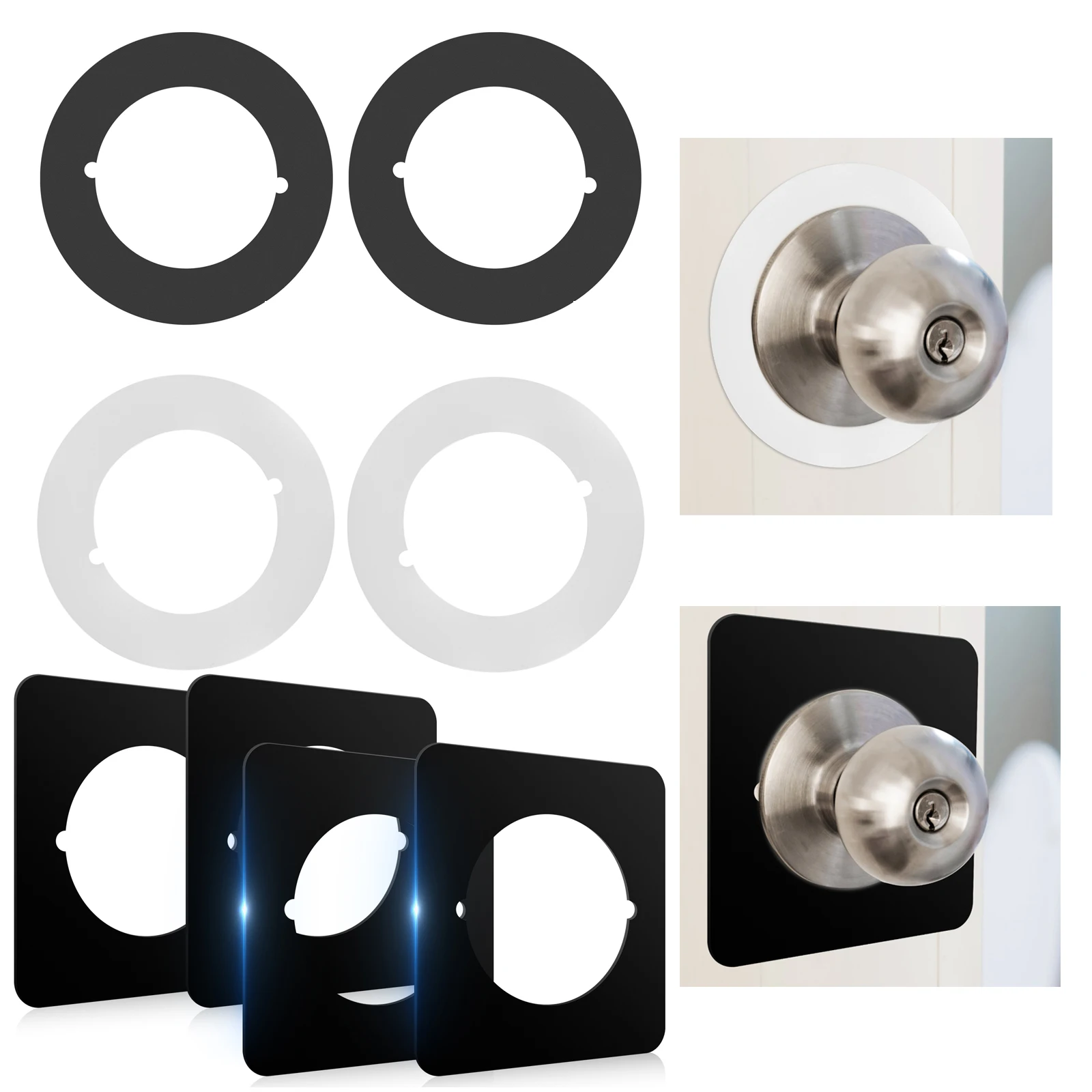 

2/4 шт. пластины для дверных ручек, круглая/квадратная версия, усиливающая пластина для двери из нержавеющей стали, внутренний диаметр 2,15 дюйма, внешний диаметр 3,5 дюйма