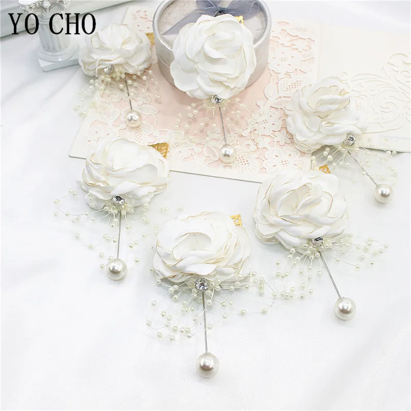 Mädchen Brautjungfer Handgelenk Blume Hochzeit Abschluss ball Party Bouton niere Seide Rose Perle Armband Armband Hand Blumen Hochzeit Zubehör – Detail 14