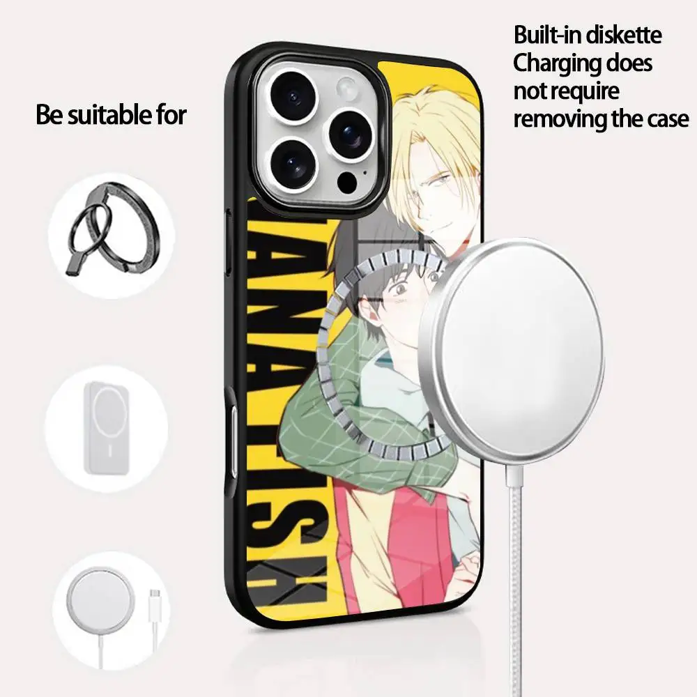 

Banana Fish Anime Cartoon Phone Case For IPhone 16 15 14 13 12 11 Pro Max Plus Mini Magsafe Mirror Wireless Magnetic Cover