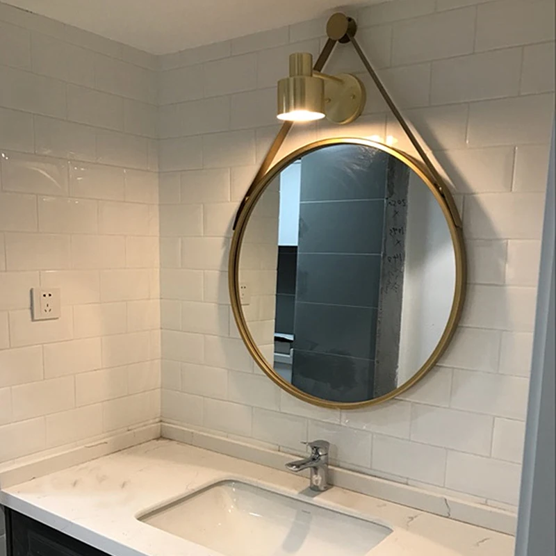 

Round Retro Decorative Mirrors Nordic Hanging Based Toilet Decorative Mirrors Bathroom Metal Dekoracyjne Lustra Room Decor