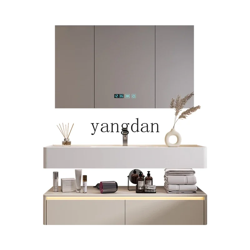 

YD bathroom integrated basin intelligent light luxury bathroom washstand cream wind hand wash washbasin cabinet combination