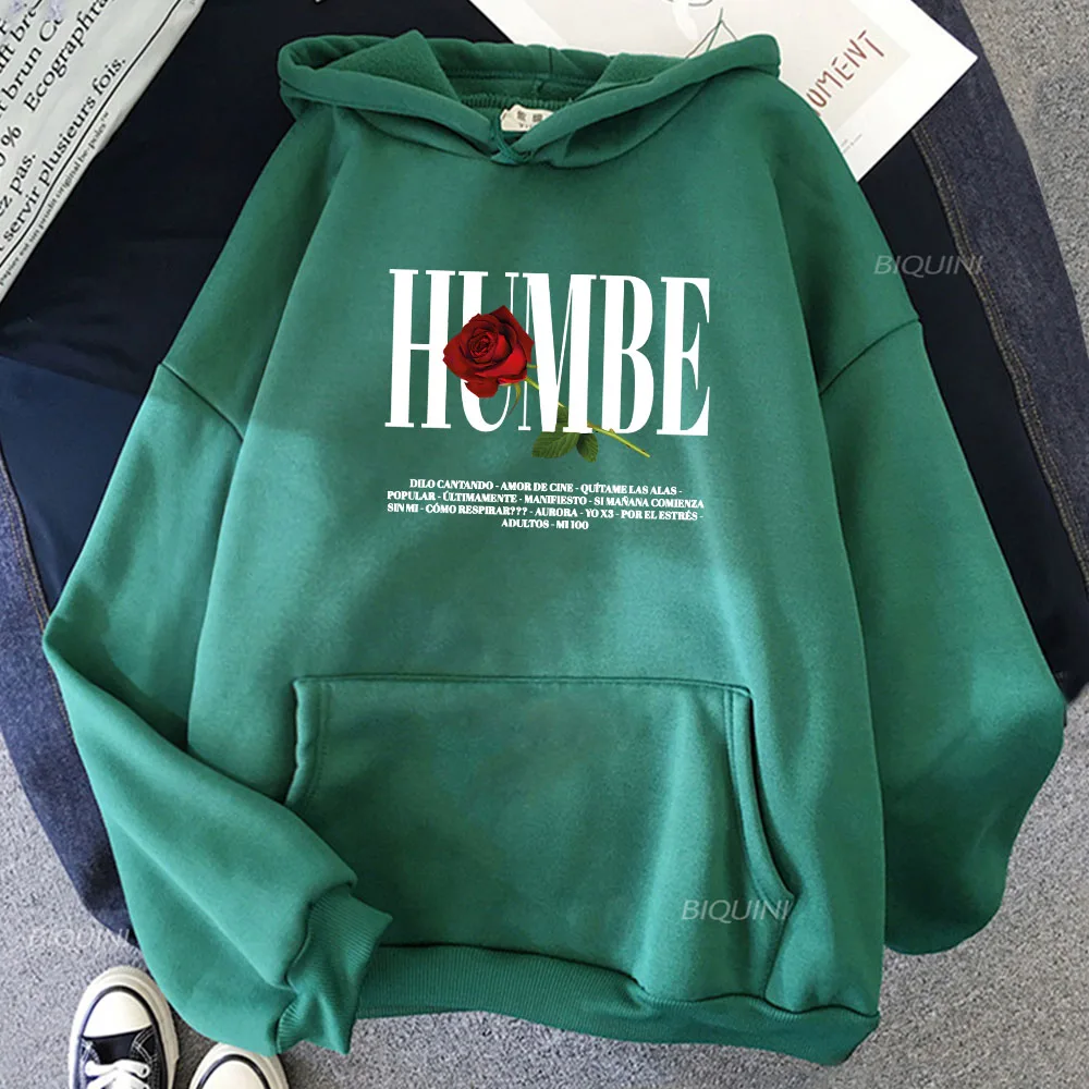 Rose Humbe Printing Hoodies Casual Winter Long Sleeve Sweatshirt for Winter/Fall Streetwear Hip Hop Unisex Soft Pullovers Hoodie