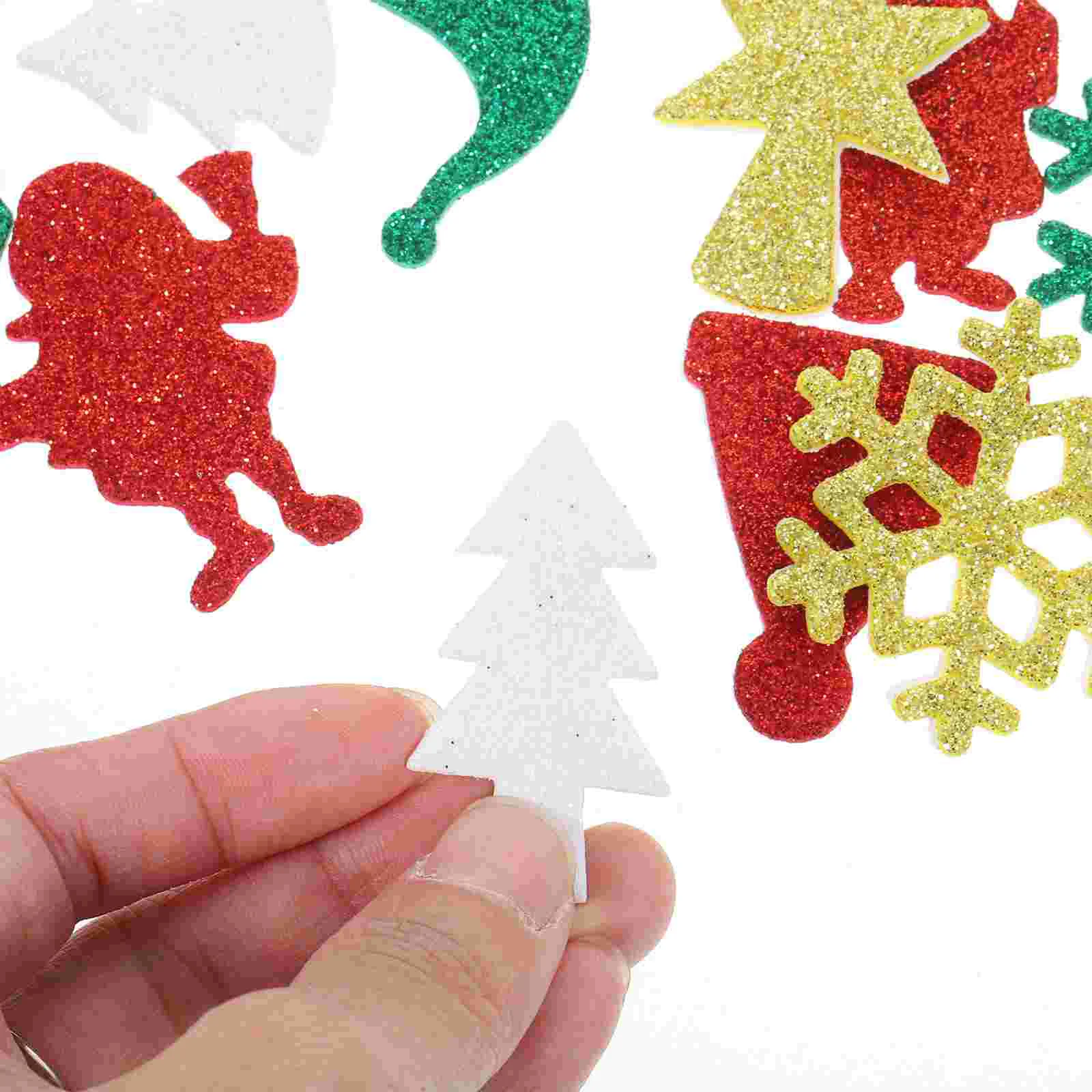 50 Pcs Christmas Bubble Stickers Craft Supplies Tree Colored Xmas Foam Holiday for Decor