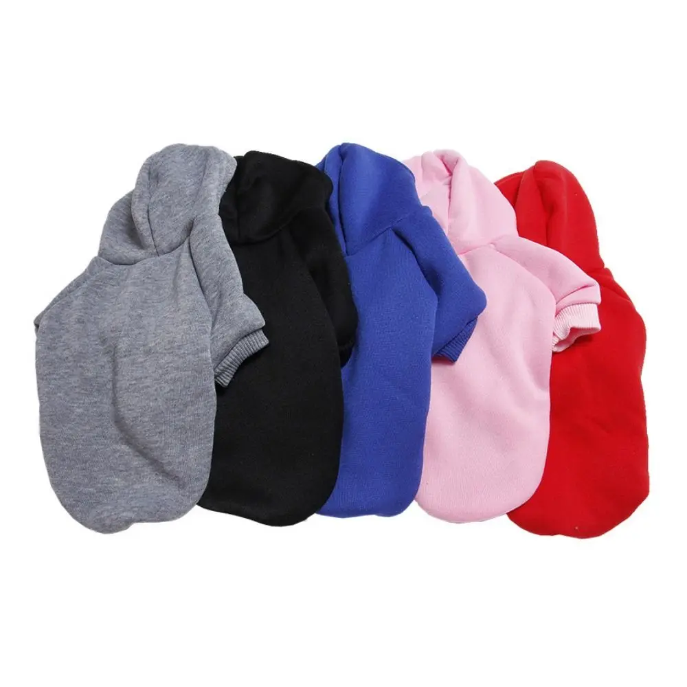 Quente cor sólida pet hoodie macio poliéster de duas pernas cão moletom com capuz confortável cão hoodies camisola inverno