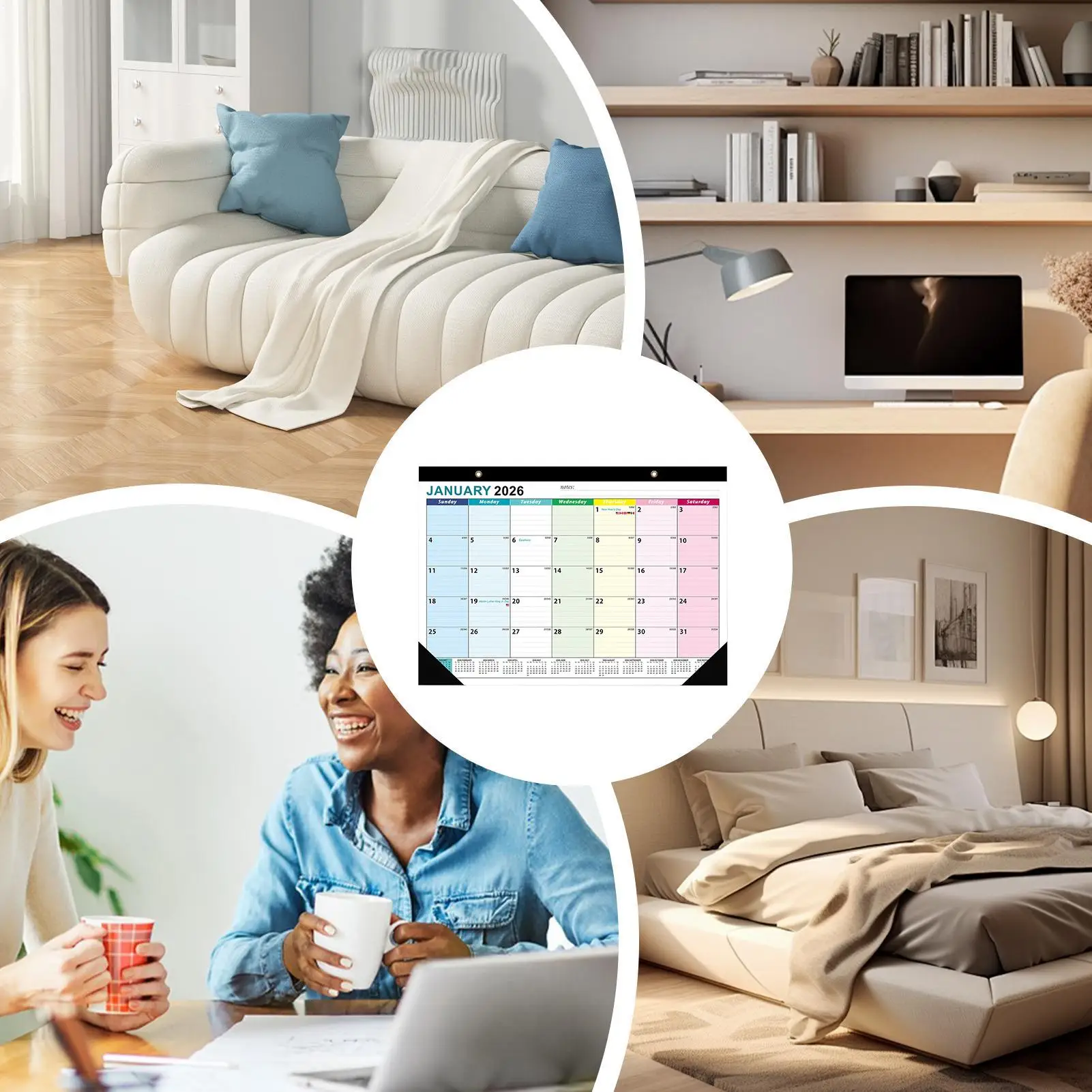 マンスリーウォールカレンダー 18 マンスリーウォールカレンダー 美的オーガナイザー プランナー 長期的なデザイン 仕事 家族 教室 キッチン用