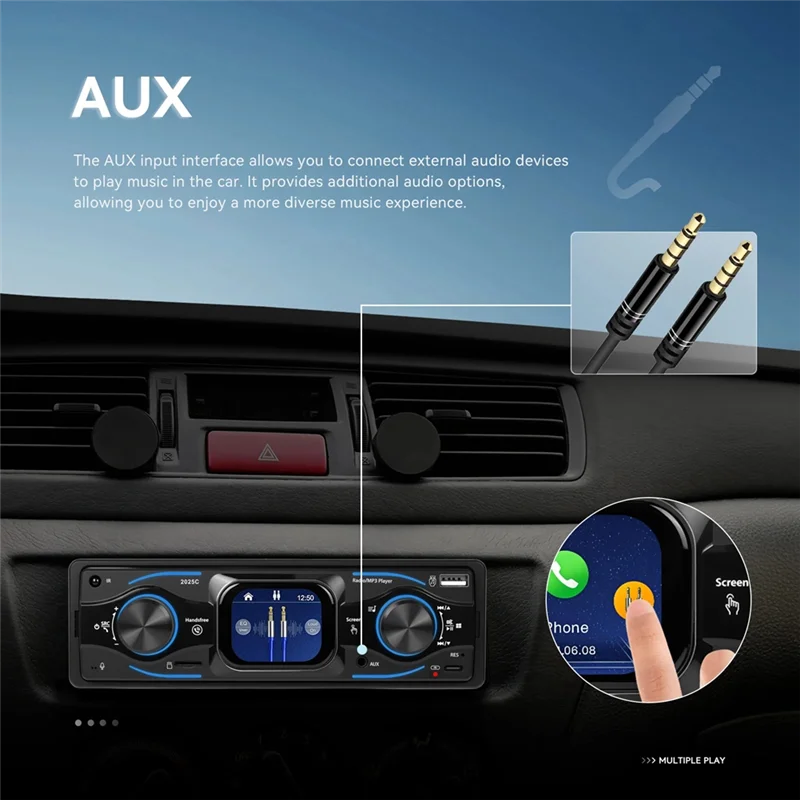 

1Din Car Stereo Radio MP3 Player 2.17 Inch Touch Screen Bluetooth FM USB/SD AUX Colorful Lighting
